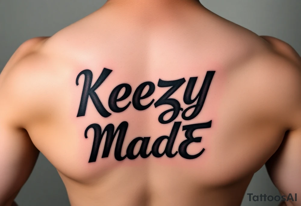 bubble gum style lettering  (KeezY MadE) tattoo idea