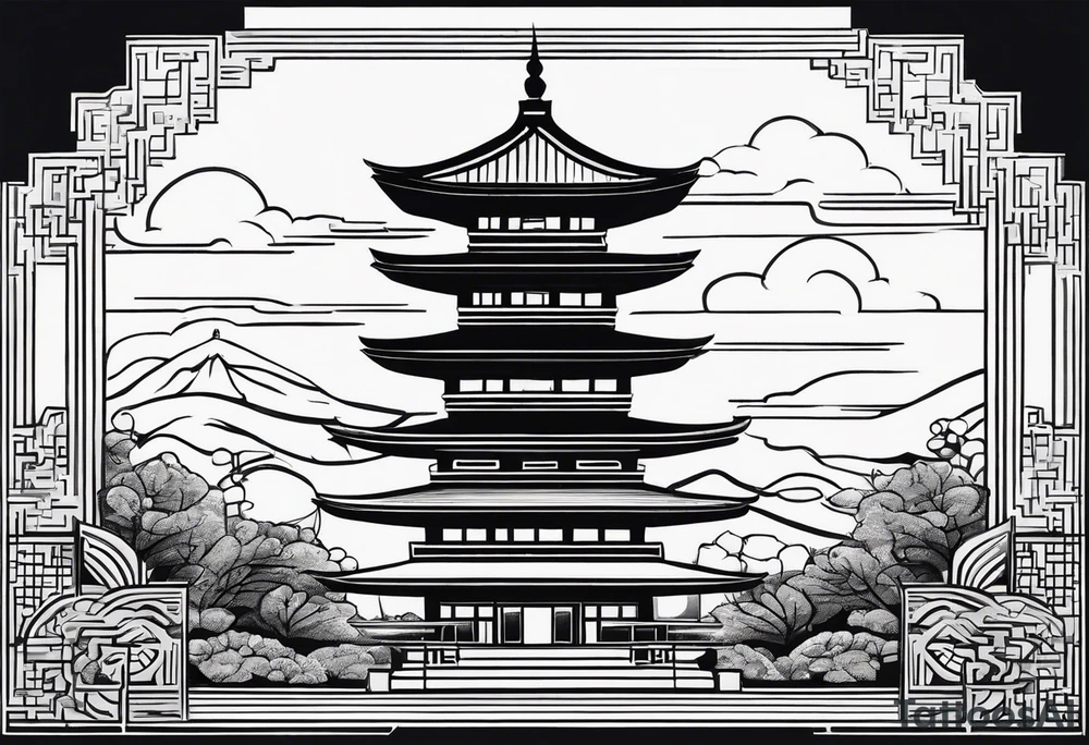 A Skyscraper with a Zen Garden on the Rooftop tattoo idea