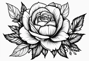 Floral design with a rose lilac magnolia Azalea Lisanthus sunflower tattoo idea