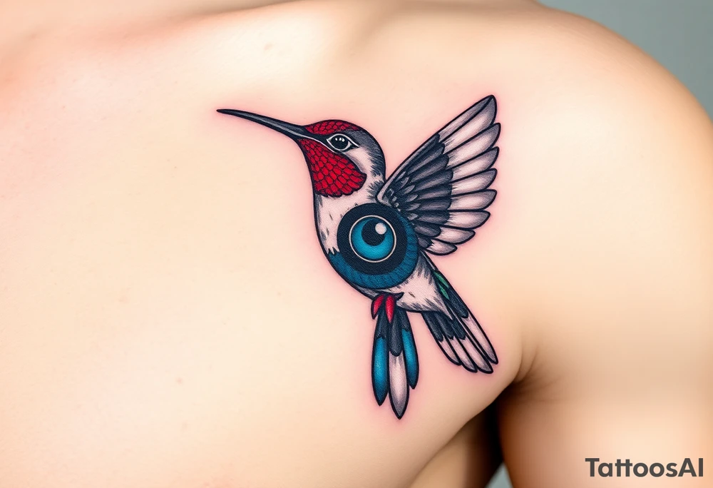 A hummingbird with the Eye of Horus as its body
 (only red , blue and black are possible colors) tattoo idea