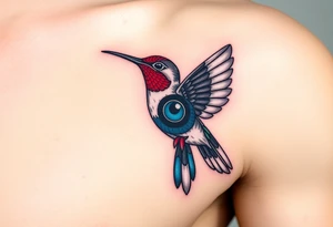 A hummingbird with the Eye of Horus as its body
 (only red , blue and black are possible colors) tattoo idea