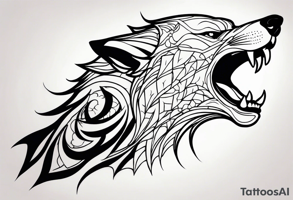Fierce wold side view tattoo idea