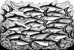 Shoal of mackerel in the ocean tattoo idea