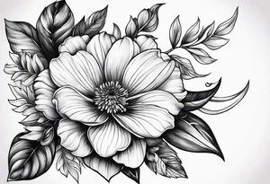 beautiful flowers with leaf tattoo idea