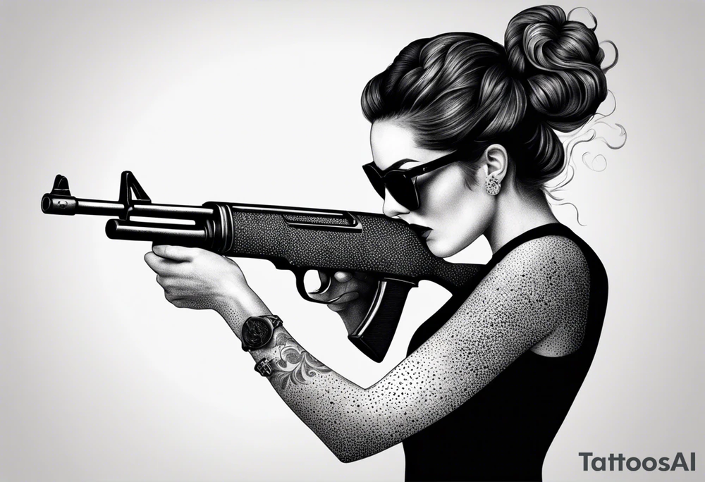 capricorn with sunglasses and shotgun tattoo idea