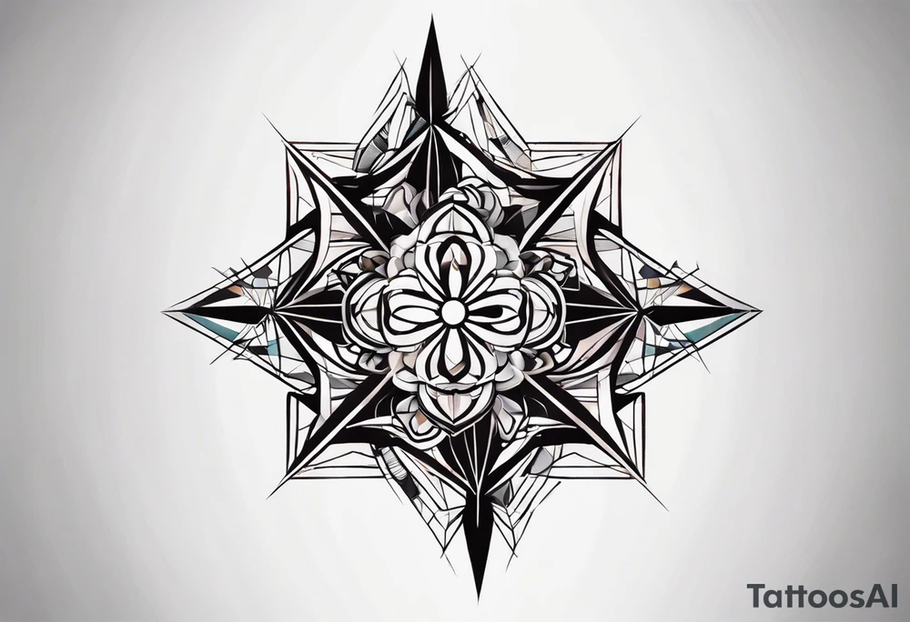 I'd like a minimalist geometric tattoo design symbolizing balance in life.  The design should be abstract. I'm open to various geometric shapes and patterns, but prioritize a harmonious and balanced overall look. tattoo idea
