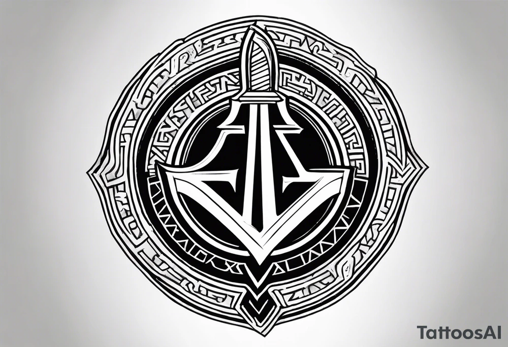 Valhalla valknut round 
shield axe sword tattoo idea