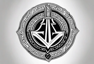 Valhalla valknut round 
shield axe sword tattoo idea