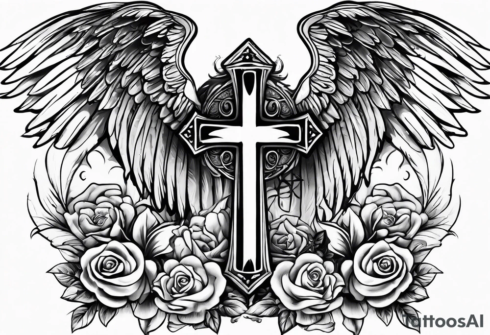 Rest in peace mom
cross with angel wings tattoo idea