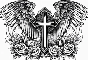 Rest in peace mom 
cross with angel wings tattoo idea