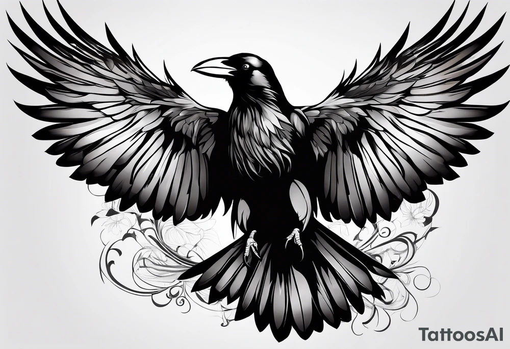 Crow with wings spread out tattoo idea