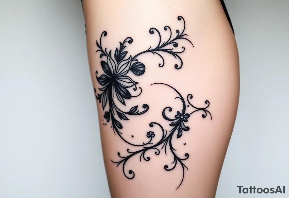 Sexy woman, Gothic but feminine  for thigh tattoo idea