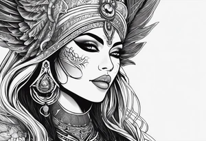 kali, alien goddess, valkrye, pirate, zenza, lotus, wing, pachamama, skull tattoo idea