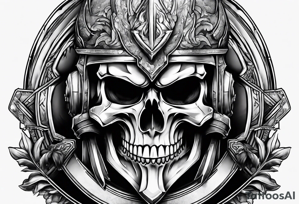 spartan soldier skull tattoo idea