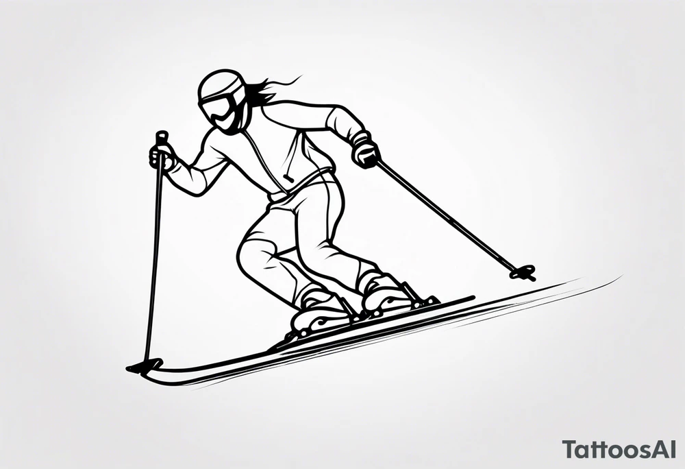 Skier in motion, single line tattoo idea