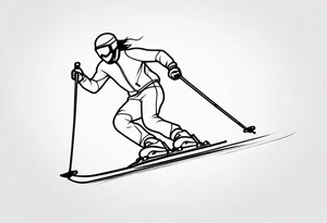 Skier in motion, single line tattoo idea
