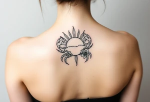 Crab sun and honeysuckle flower tattoo idea