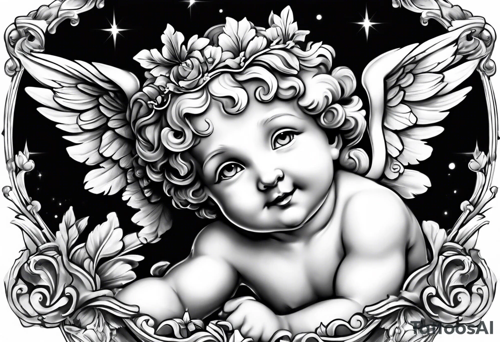 one putti smiling tattoo idea