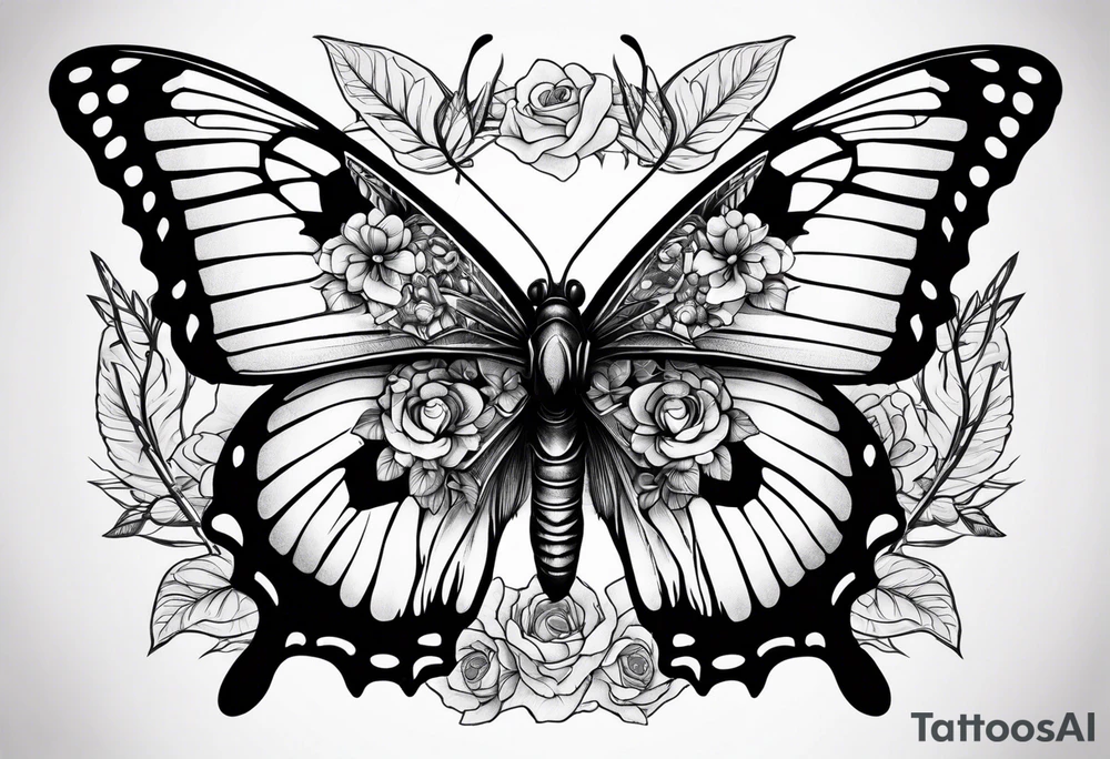 Butterfly to encorperate a skill and a rams head like a death moth tattoo idea