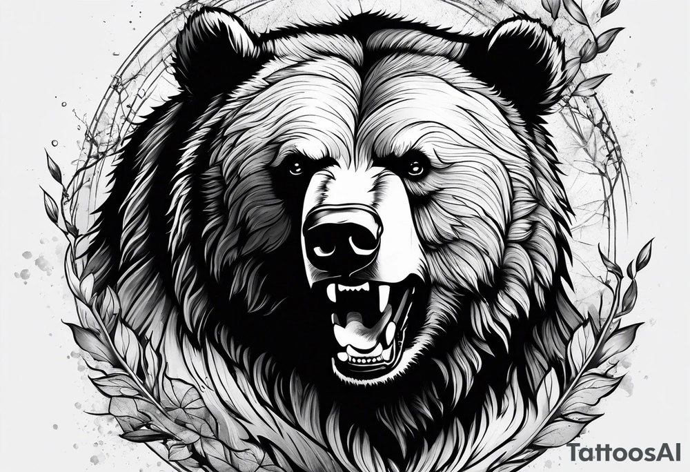 angry bear tattoo idea