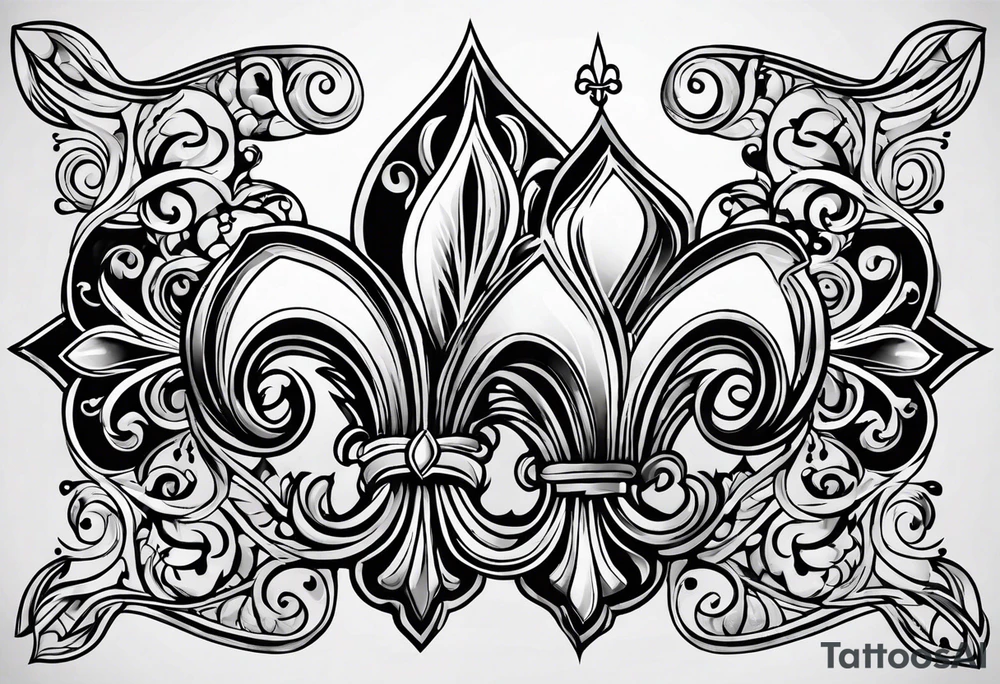 Fleur de lis with designs around it tattoo idea