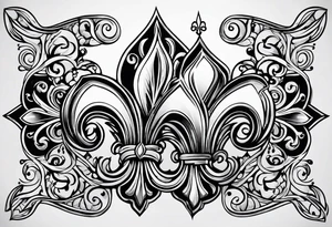 Fleur de lis with designs around it tattoo idea