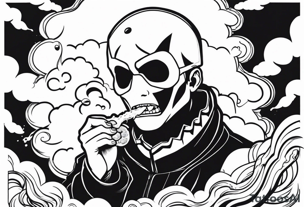 Naruto Reaper death seal, licking the life with his hand. With smoke clouds tattoo idea