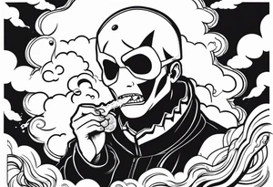 Naruto Reaper death seal, licking the life with his hand. With smoke clouds tattoo idea