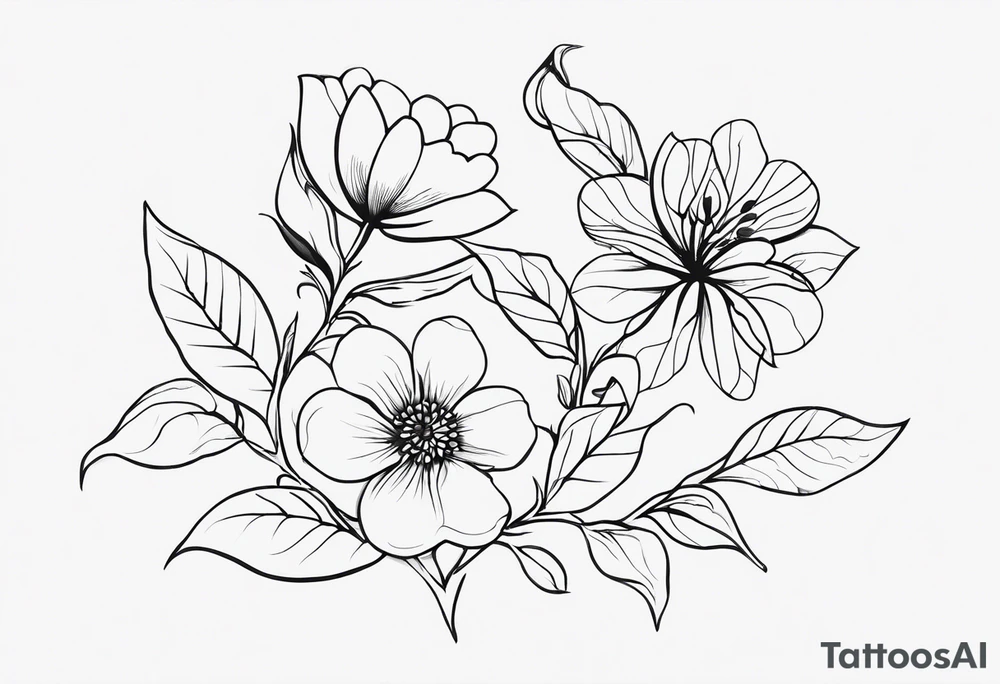 four flowers on a vine wrapping around the alcoholics anonymous logo tattoo idea