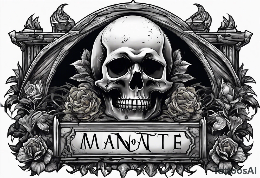 Man crawling out of grave. 
MIW Reincarnate written on gravestone tattoo idea