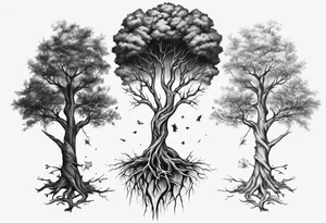 Two trees growing together forearm tattoo idea