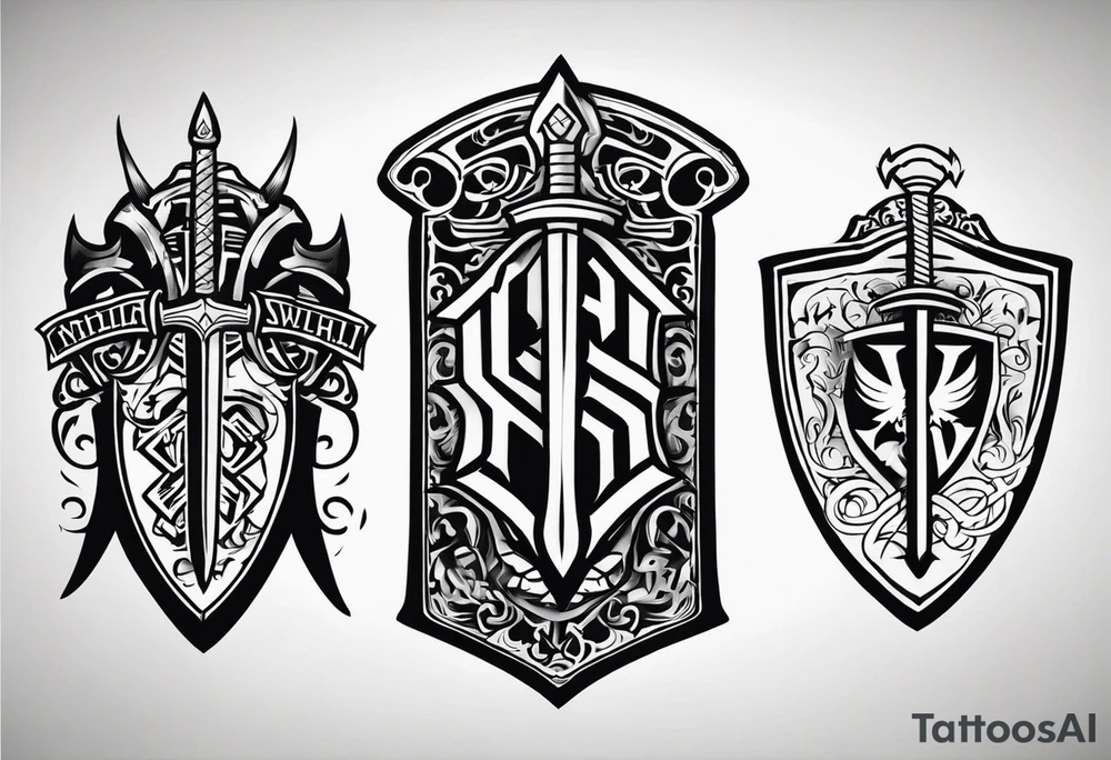 Valhalla 
Sword shield battle tattoo idea