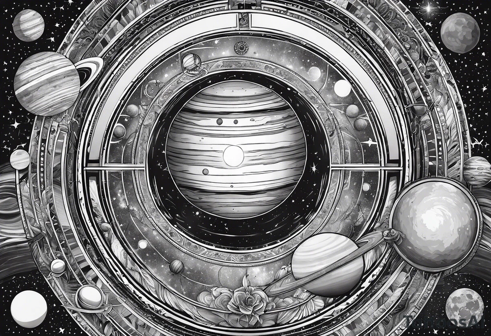 solar system, on spine tattoo idea