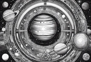 solar system, on spine tattoo idea