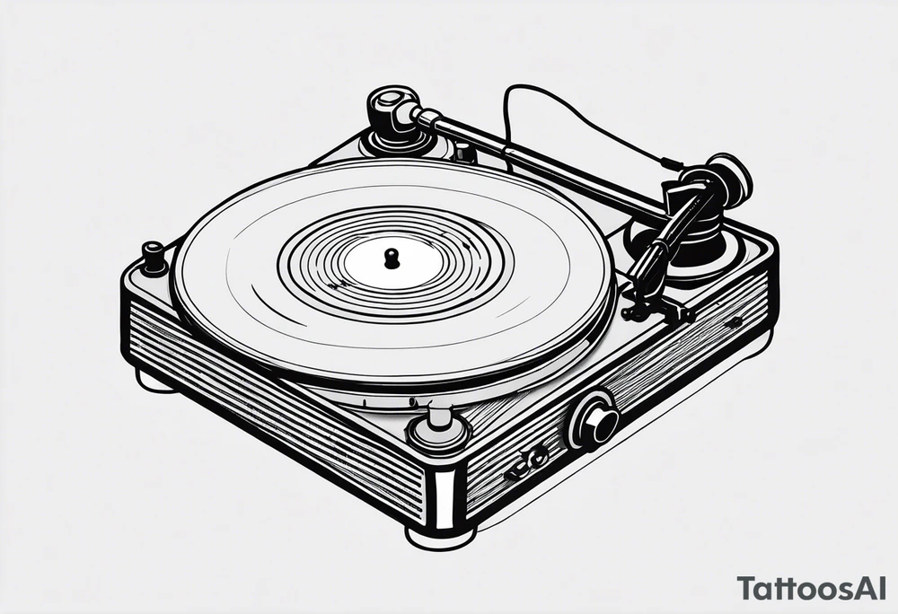 A recordplayer fineline minimalistic outline only tattoo idea A recordplayer fineline minimalistic outline only tattoo idea