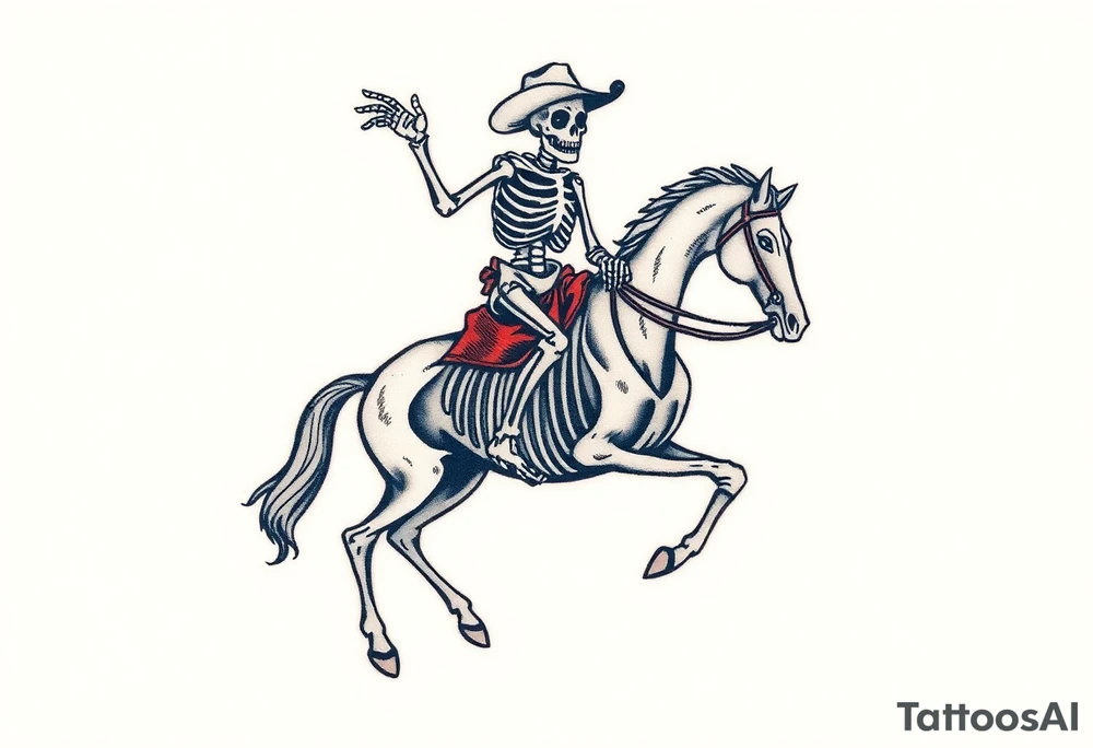 cowboy skeleton riding a skeleton horse, tattoo idea