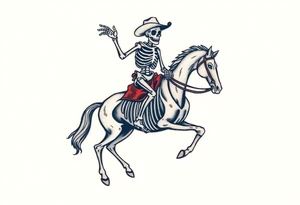 cowboy skeleton riding a skeleton horse, tattoo idea