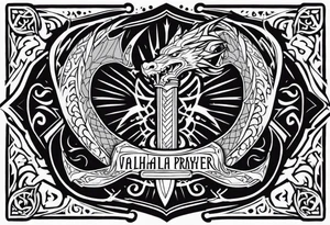 Valhalla prayer sword dragon axe tattoo idea