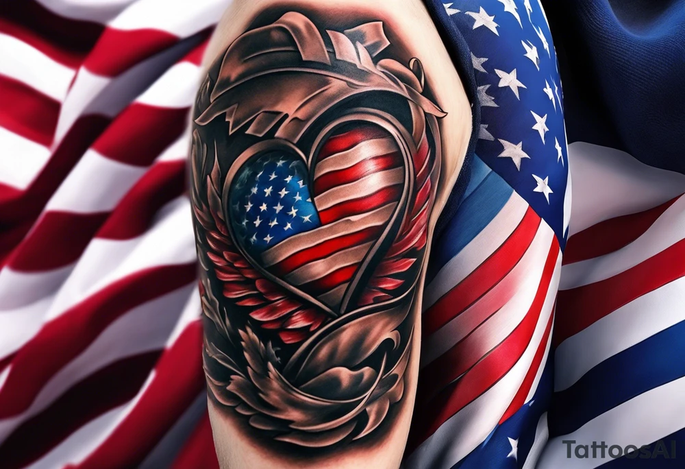 Make a tattoo an american flag that demonstrates the love and pride of my origins tattoo idea