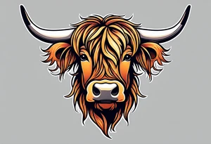 highland cow smiling standing tattoo idea