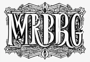 letters: "MRBG"
simple, clear, plain, unadorned tattoo idea