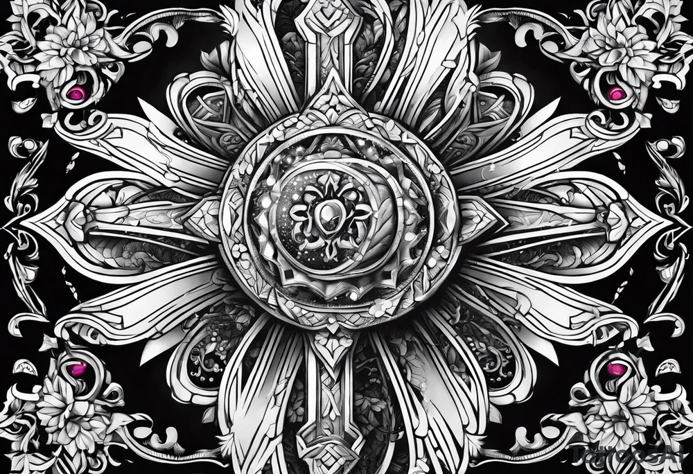 Cross with a design tattoo idea