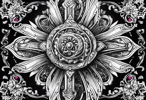 Cross with a design tattoo idea