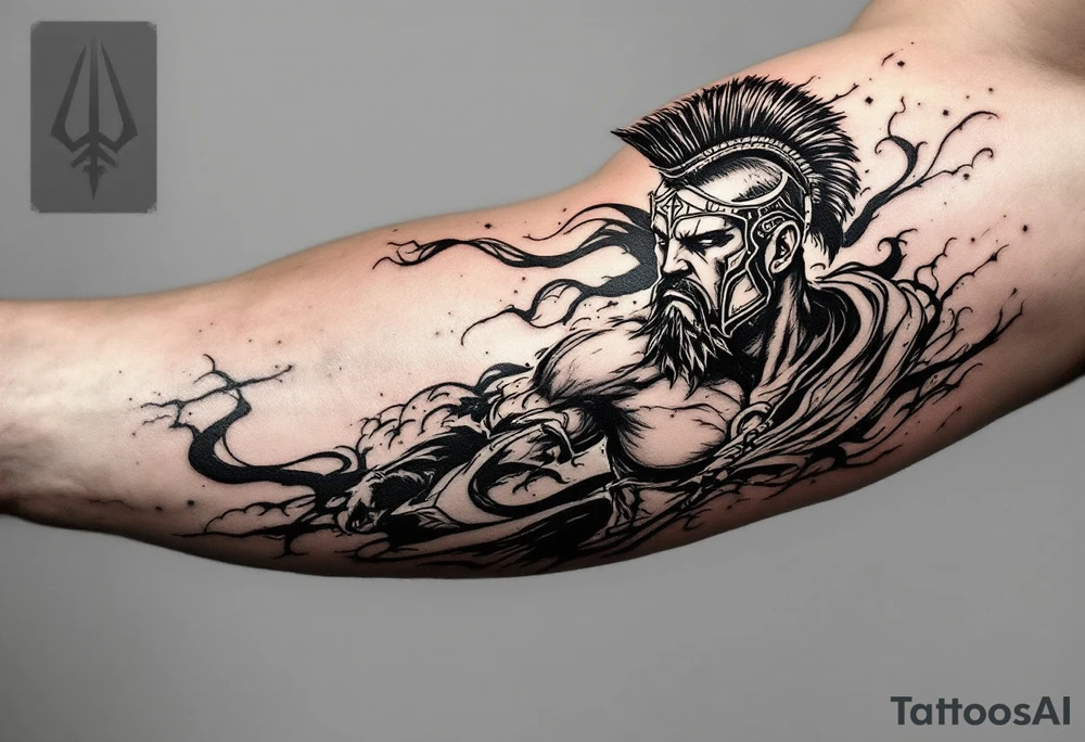 spartan with trident tattoo idea