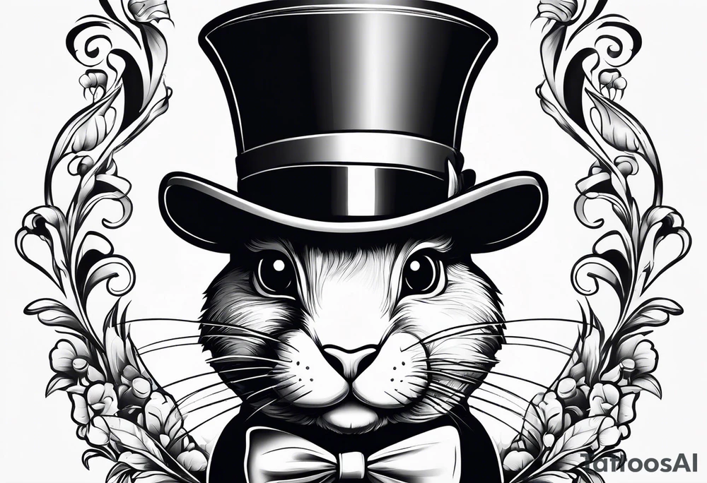 Top hat and rabbit tattoo idea