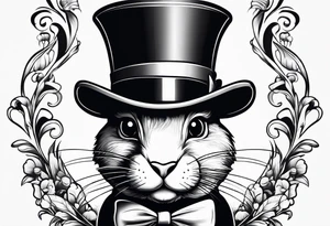 Top hat and rabbit tattoo idea