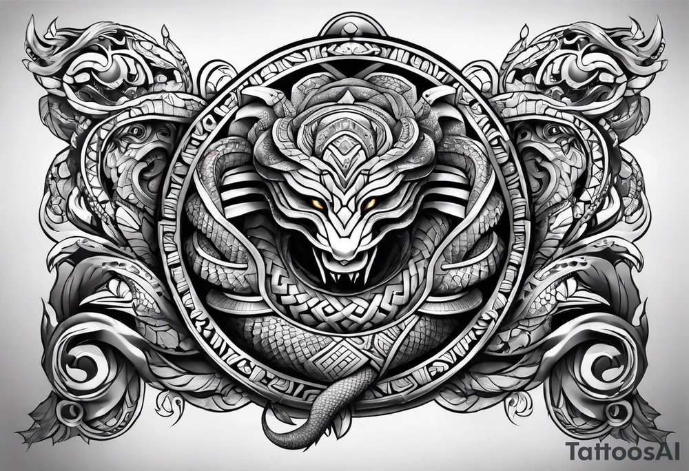 aztec snake sleeve tattoo idea