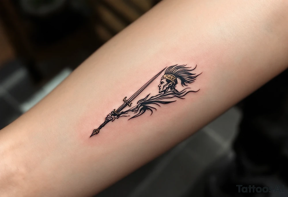 roman gladiator view bach fight sword arena tattoo idea