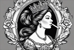 Queen Victoria smoking cigarette tattoo idea