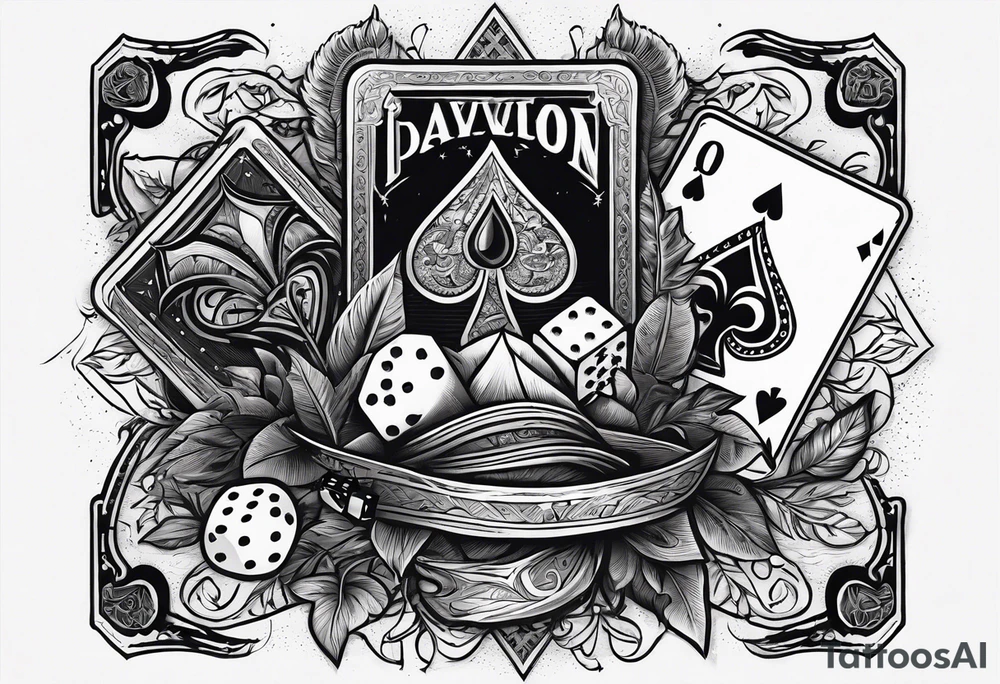 wild west sleeve with playing cards, dice tattoo idea